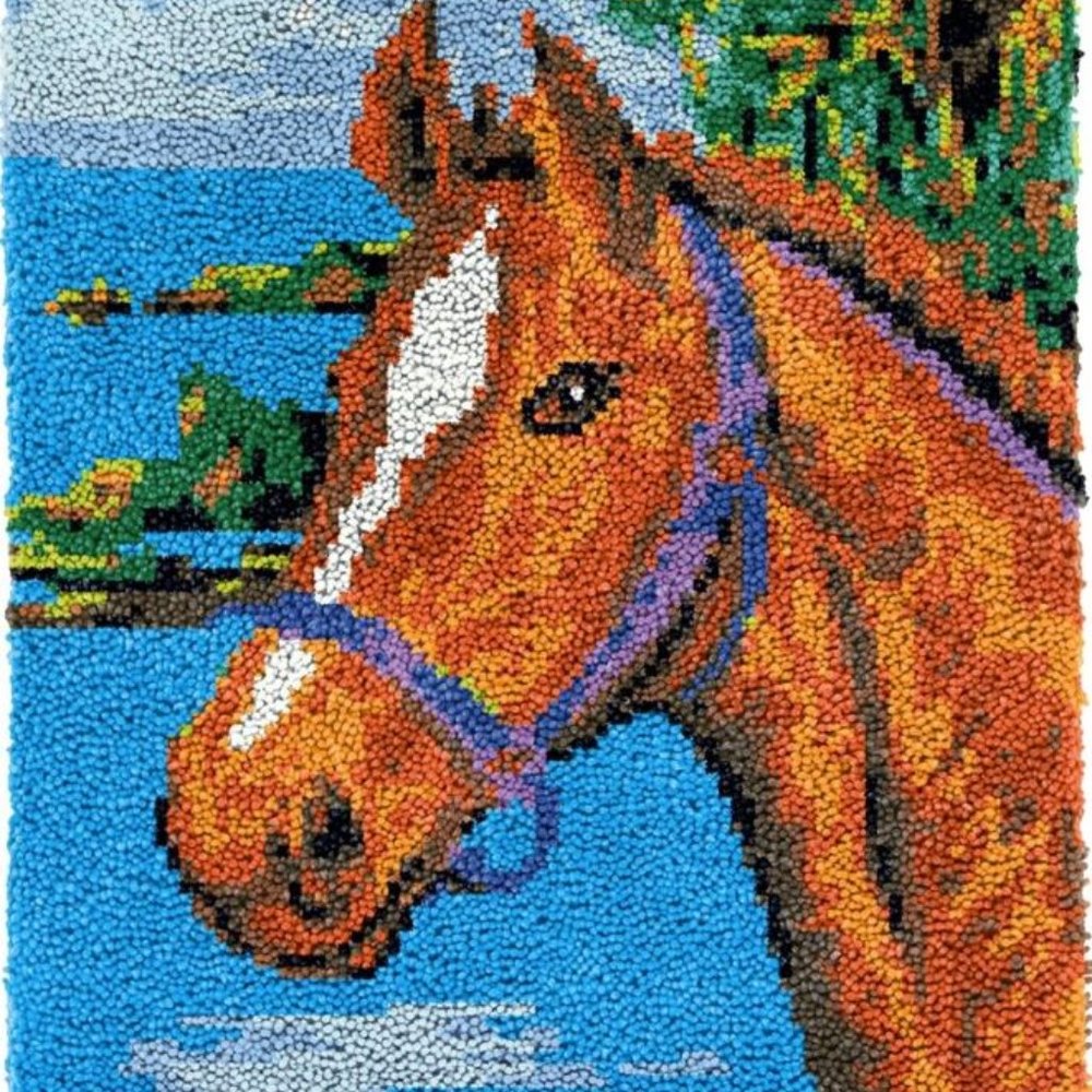 Horse | Rug Making Latch Hooking Kit (52x38cm print canvas)